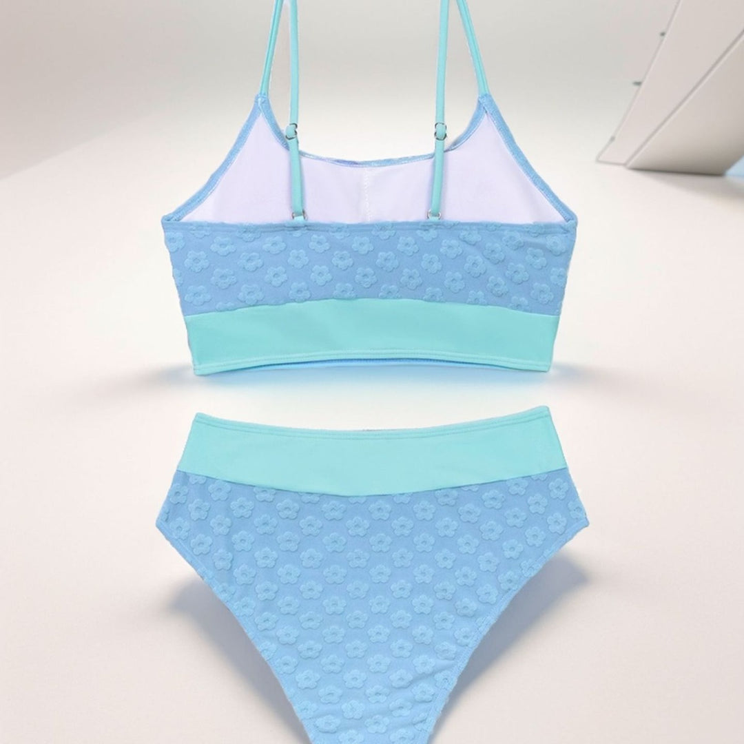Damen Bikini-Oberteil mit hohem Bund und floralem Muster Drune