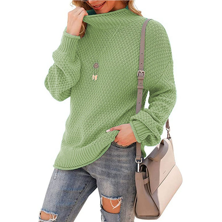 Damen Strickpullover mit hohem Kragen und grobem Muster Drune