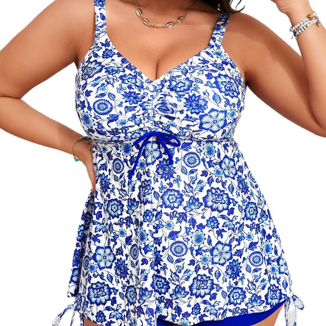 Damen Tankini-Set mit floralem Oberteil und sportlichen Shorts Drune