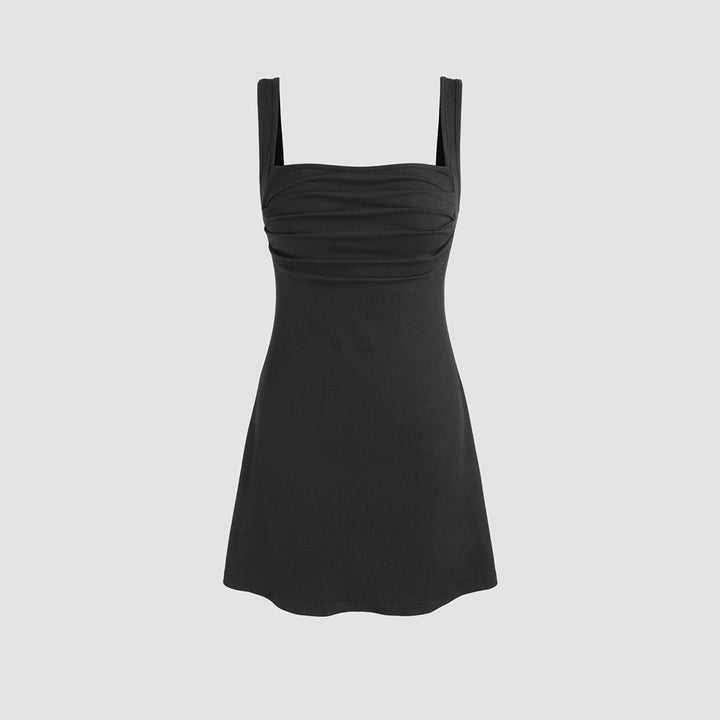 Damen figurbetontes Mini-Kleid mit schmalen Trägern und Drapierungen Drune