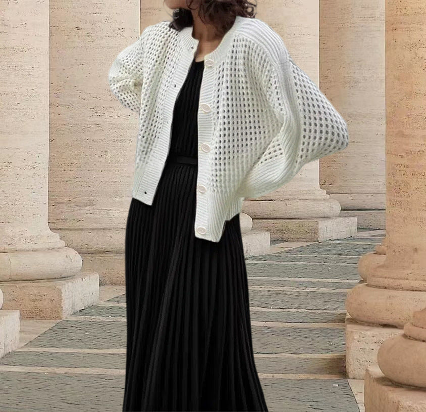 Damen Strickjacke mit luftiger Häkeloptik und praktischen Knöpfen Drune