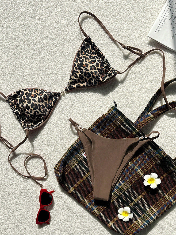 Damen Triangel-Bikini mit elegantem Leo-Muster Drune