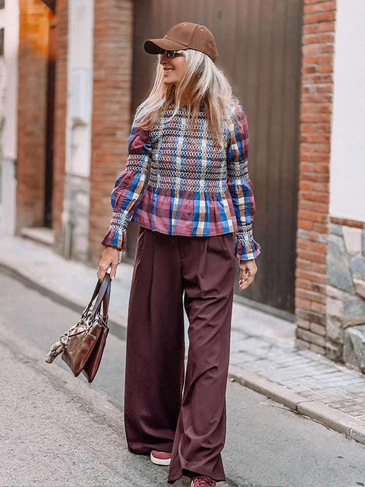 Damen modische Karottenhose mit hohem Bund und eleganten Falten Drune