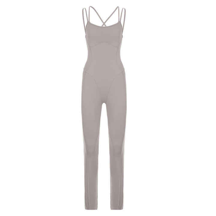 Damen Sportlicher Overall mit dünnen Trägern und figurbetonendem Schnitt Drune