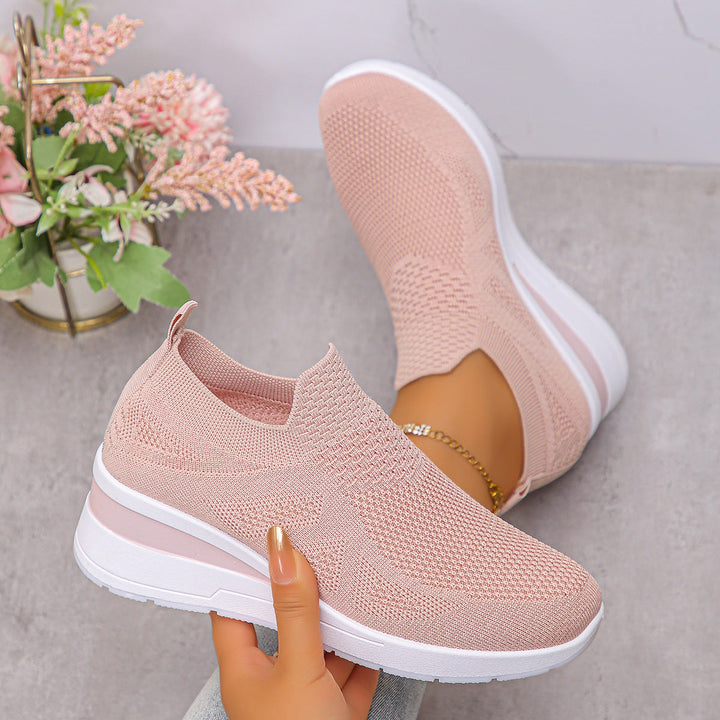 Damen Komfortable Wedge-Sneaker aus atmungsaktivem Strickmaterial Drune