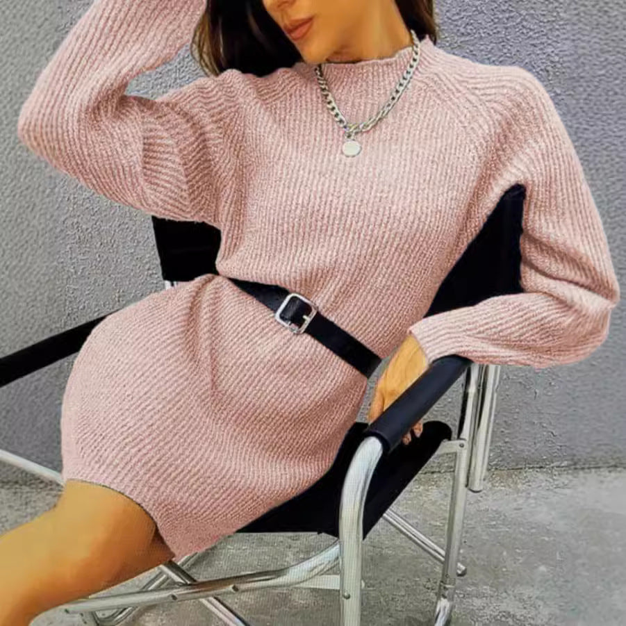 Damen Strickkleid mit lockerem Schnitt und langen Ärmeln Drune