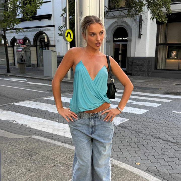 Damen Wickeltop Drune