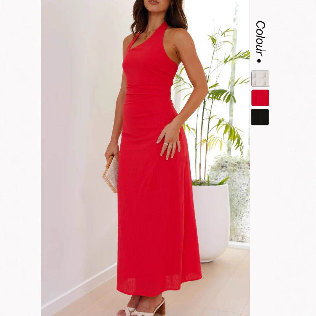 Damen Elegantes Maxikleid mit Halterneck und figurbetontem Schnitt Drune