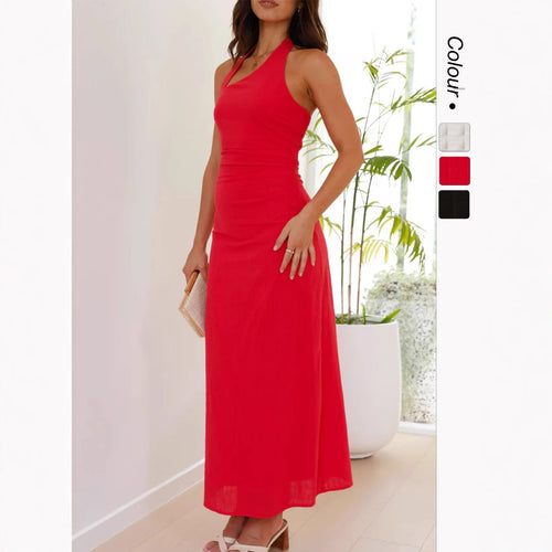 Damen Elegantes Maxikleid mit Halterneck und figurbetontem Schnitt Drune