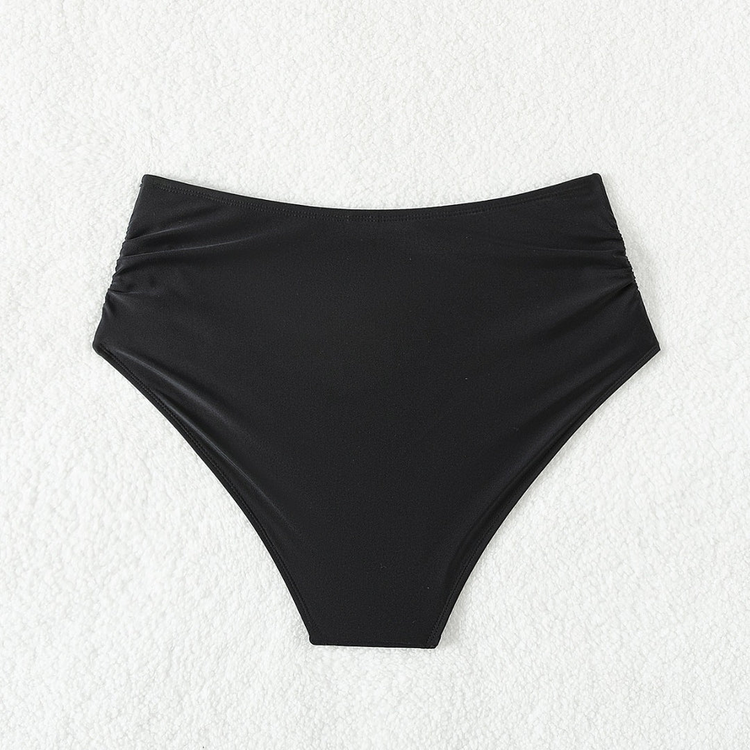 Damen Hoch geschnittener Bikini-Hosen mit Raffungen Drune