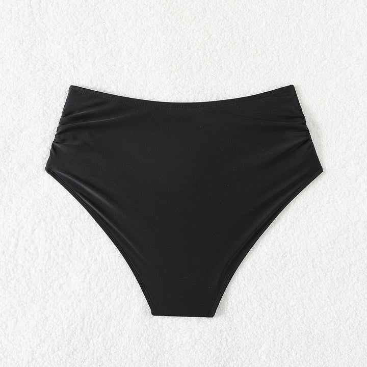 Damen Hoch geschnittener Bikini-Hosen mit Raffungen Drune