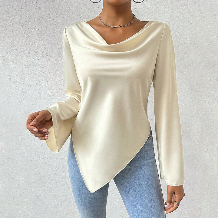 Damen Bluse mit schickem Wasserfallausschnitt und langen Ärmeln Drune