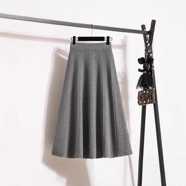 Damen Plissierter Midirock mit elastischem Bund und feiner Struktur Drune