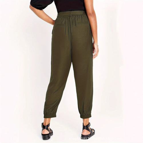 Drune | elegante High-Waist Chinohose mit Gürtel