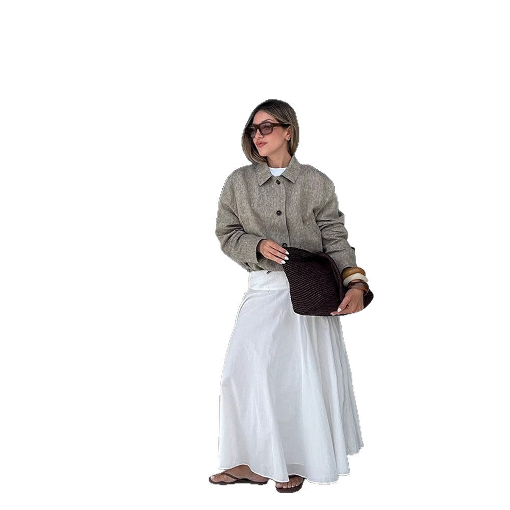 Damen modische Oversized-Jacke mit strukturiertem Stoff Drune