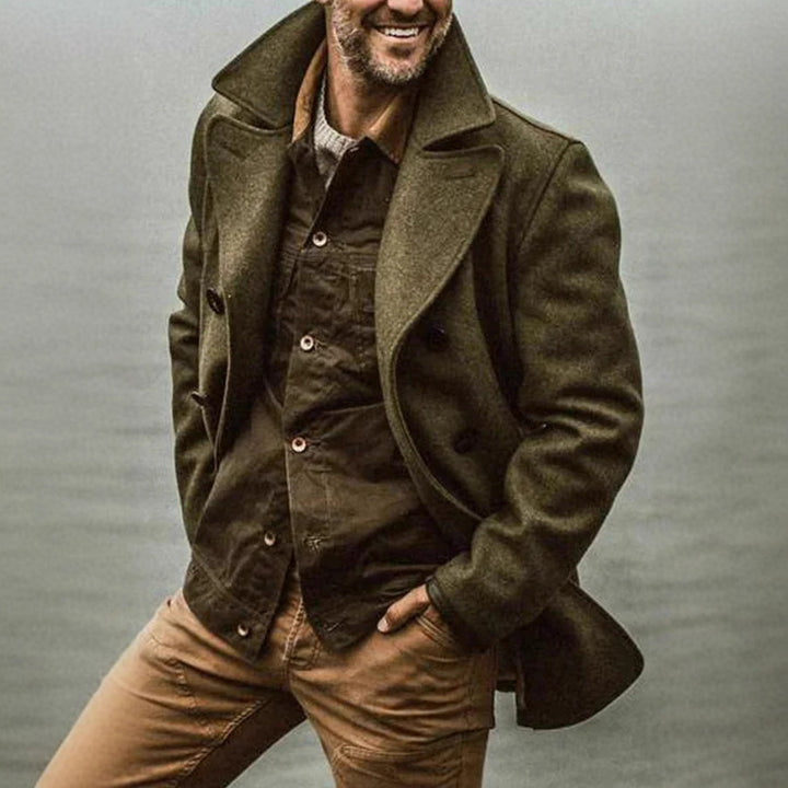 Herren stilvolle Wolljacke im doppelten Schnitt Drune