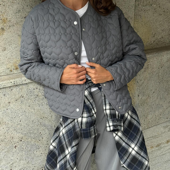 Damen gesteppte Freizeitjacke mit Knopfverschluss und modernen Details Drune