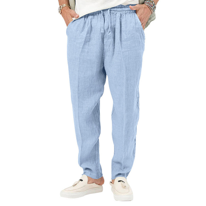 Herren Leichte Leinenhose mit elastischem Bund und praktischen Eingrifftaschen Drune