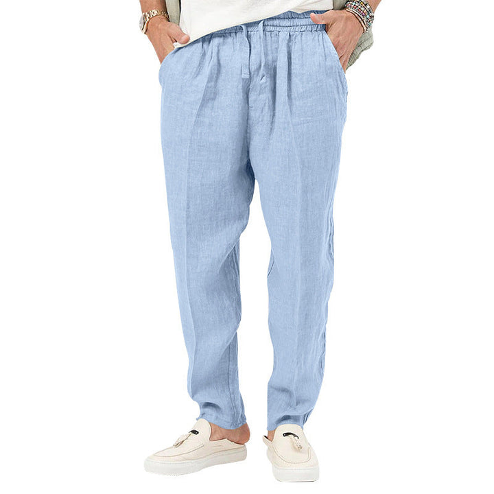 Herren Leichte Leinenhose mit elastischem Bund und praktischen Eingrifftaschen Drune