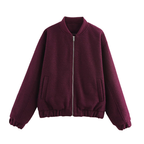 Damen Fleece-Bomberjacke mit elastischem Saum und praktischen Eingrifftaschen Drune