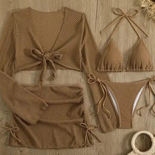 Damen Bikini-Set mit leichtem Netzoberteil und verstellbaren Höschen Drune