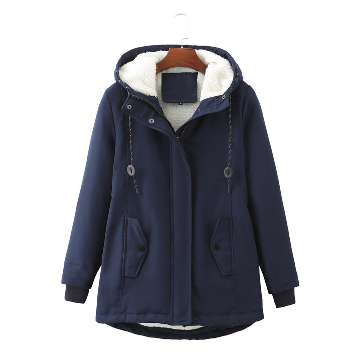 Damen warme Fleecegefütterte Parka-Jacke mit verstellbarem Taillenzug Drune