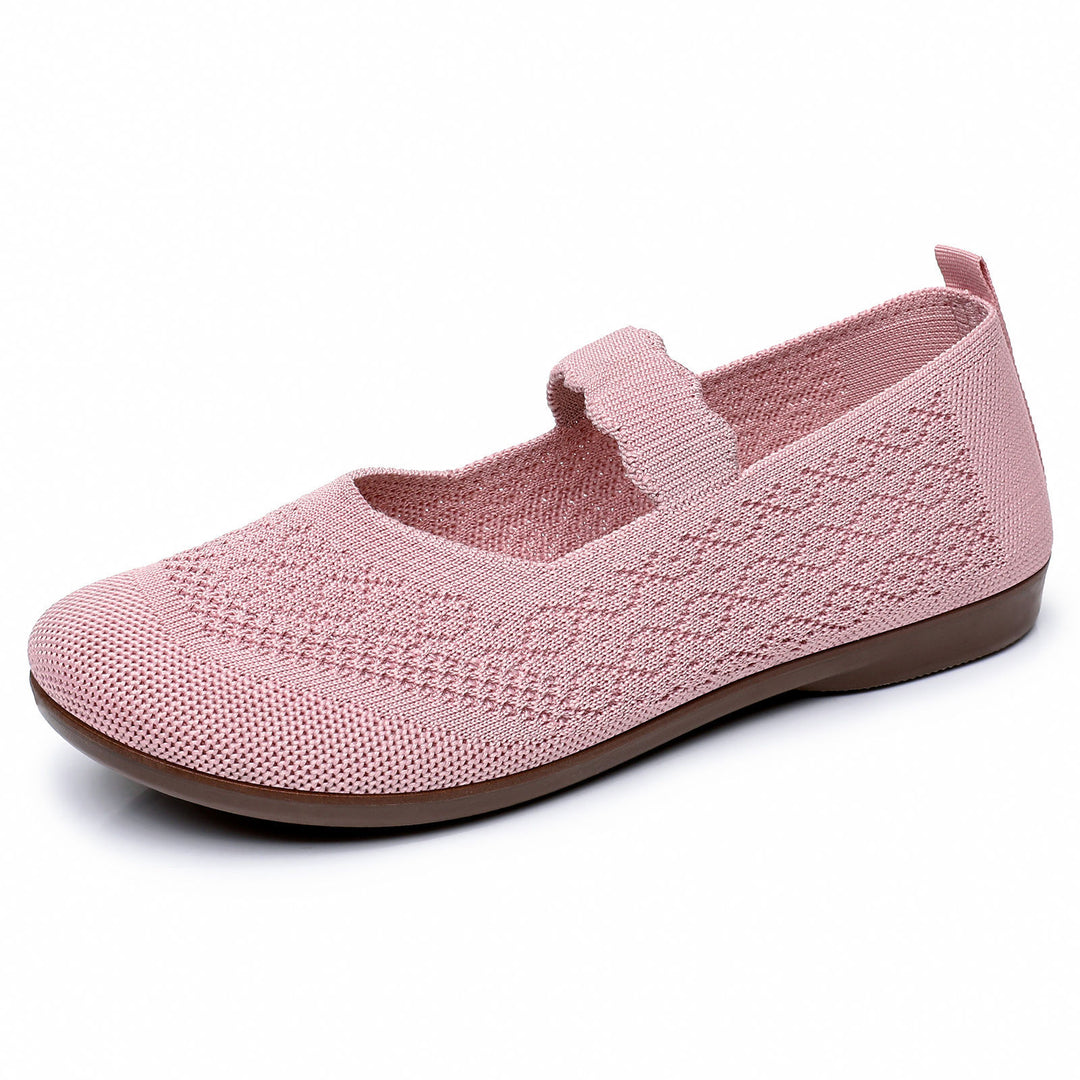 Damen nan gestrickter Mary-Jane-Slipper mit elastischem Riemen und ergonomischer Komfortsohle Drune