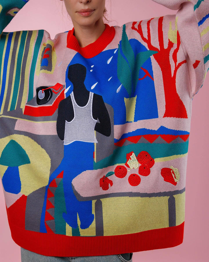 Damen kreativer Pullover mit einzigartigem Kunst-Design Drune