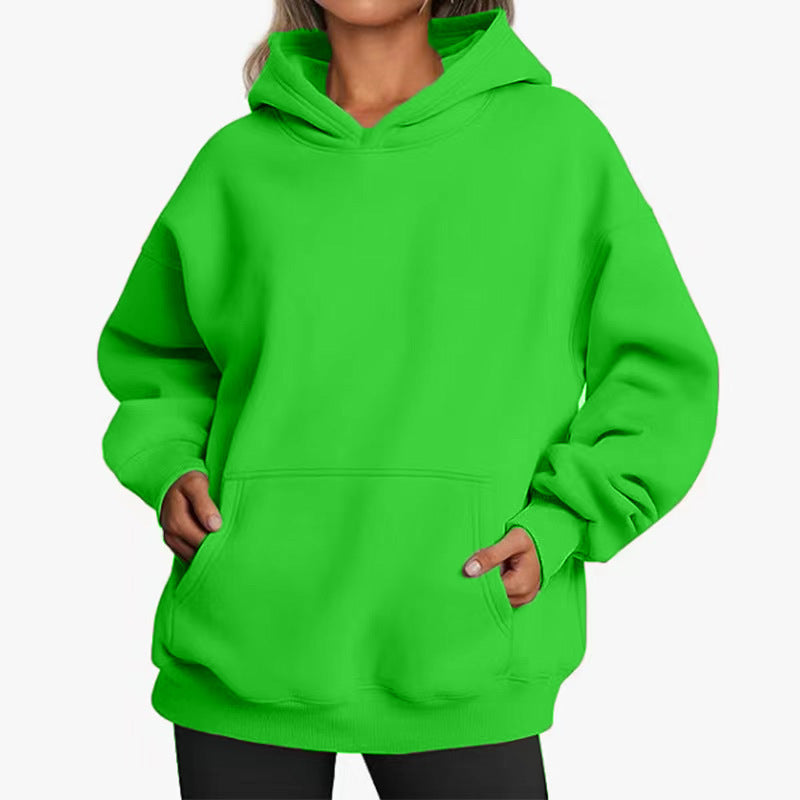 Damen nan extralanger Oversize-Kapuzenpullover im Boxy-Schnitt mit Kängurutasche und geripptem Abschluss Drune
