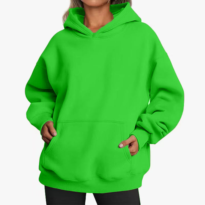 Damen nan extralanger Oversize-Kapuzenpullover im Boxy-Schnitt mit Kängurutasche und geripptem Abschluss Drune
