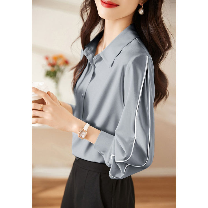 Damen elegante Bluse mit klassischen Knopfdetails Drune