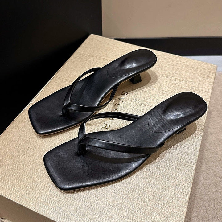 Damen Minimalistische Zehentrenner-Sandalen mit elegantem Absatz Drune