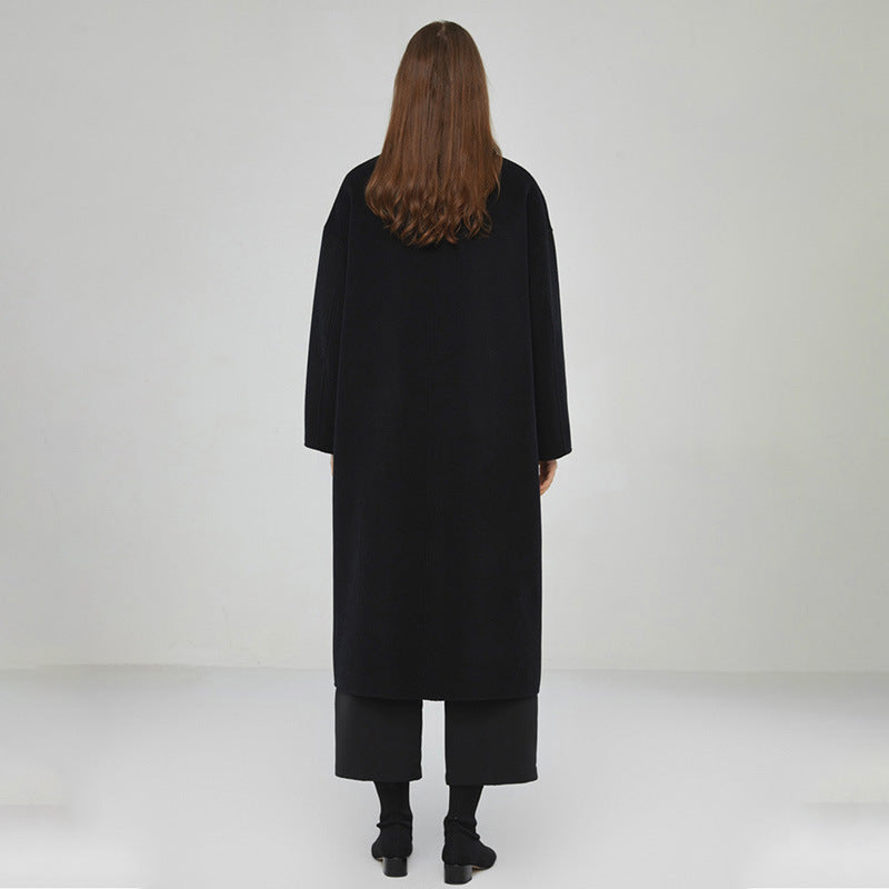 Damen Eleganter und klassischer langer Wollmantel Drune