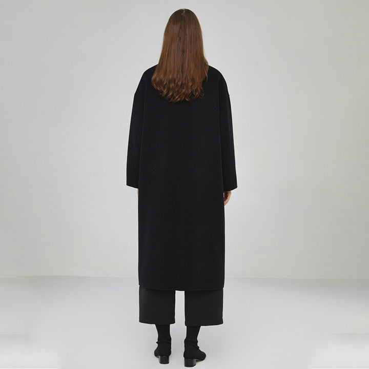 Damen Eleganter und klassischer langer Wollmantel Drune