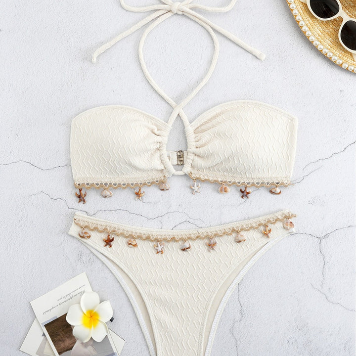 Damen Bikini-Set mit elegantem Bund und detailreichen Muscheldekoren Drune