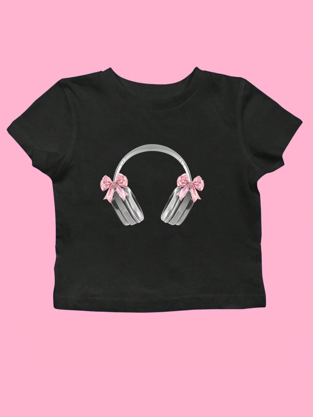 Damen Crop-T-Shirt mit künstlerischem Statementdruck Drune