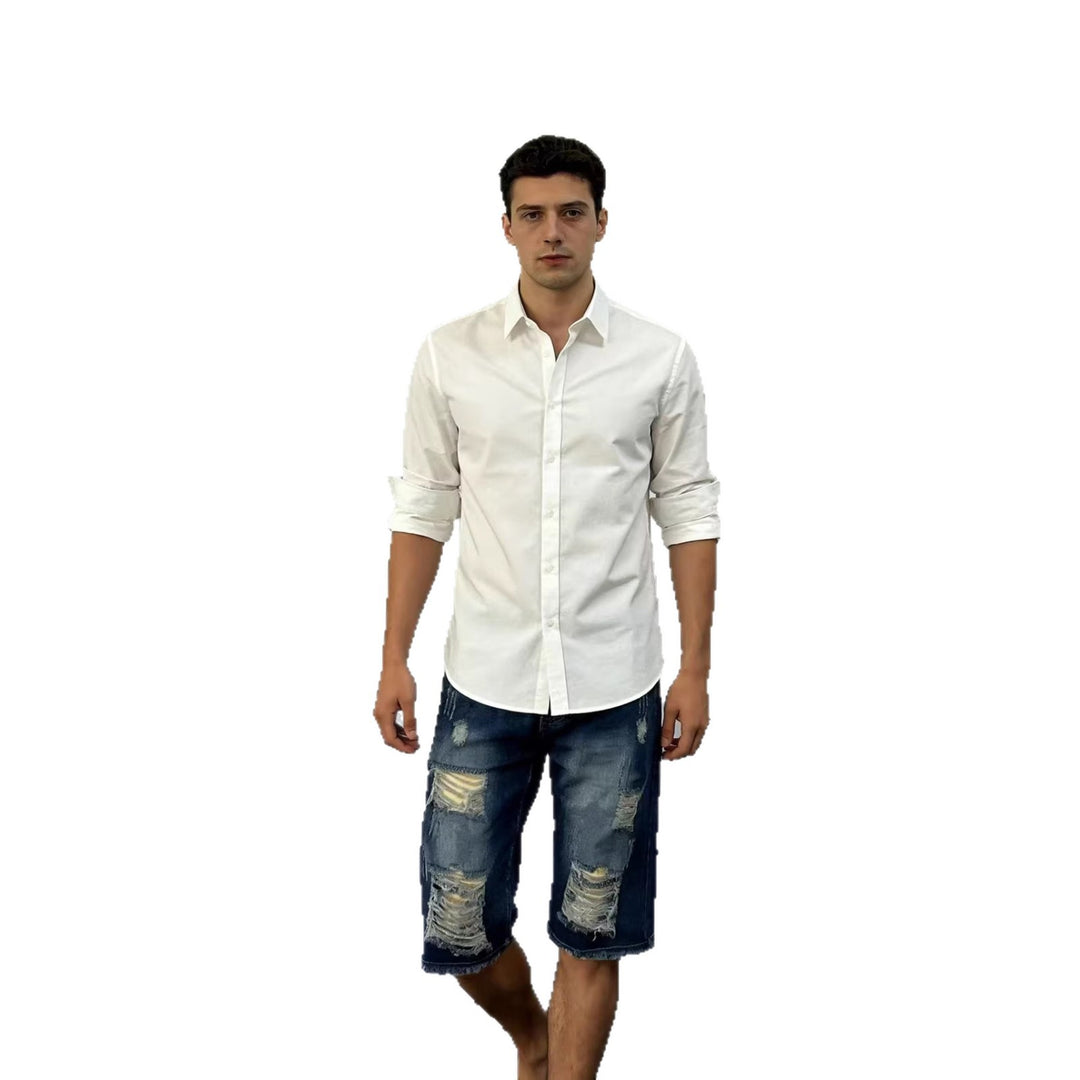 Herren lässige destroyed Jeansshorts mit fransigen Abschlüssen und weitem Bein Drune