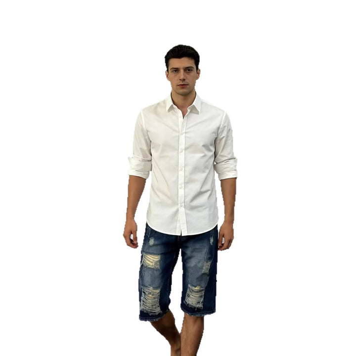 Herren lässige destroyed Jeansshorts mit fransigen Abschlüssen und weitem Bein Drune
