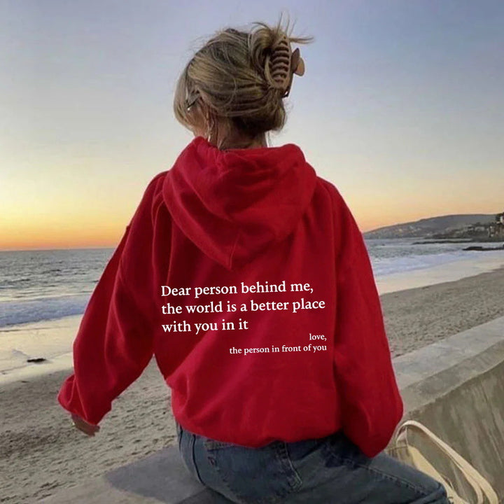 Damen Oversized Kapuzenpullover mit inspirierendem Schriftzug Drune