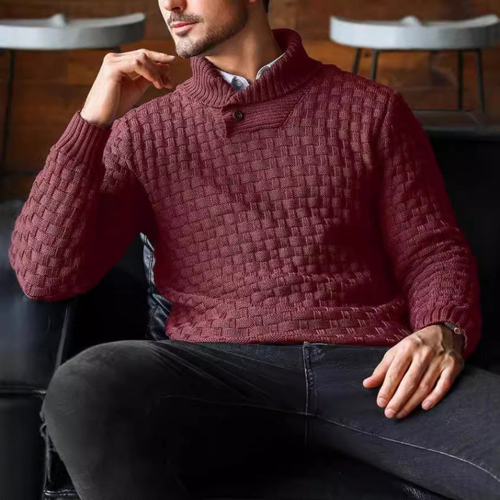 Herren Strickpullover mit Strukturiertem Muster und Modernem Stehkragen Drune