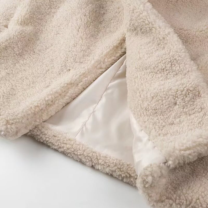 Damen lässige Teddyjacke mit modernem Schnitt und praktischen Taschen Drune