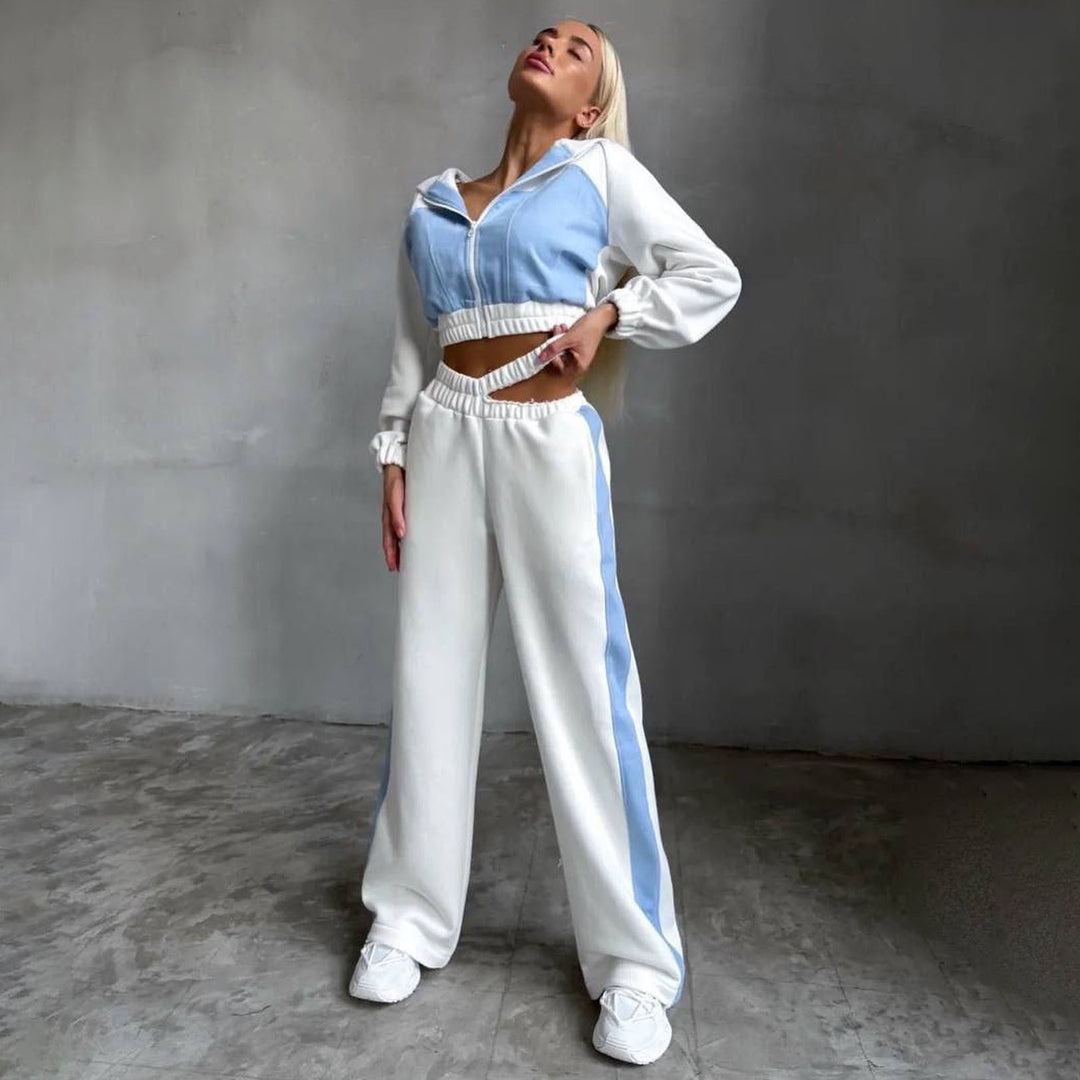 Damen cropped Kapuzenjacke mit innovativem Reißverschluss und elastischem Bund Drune
