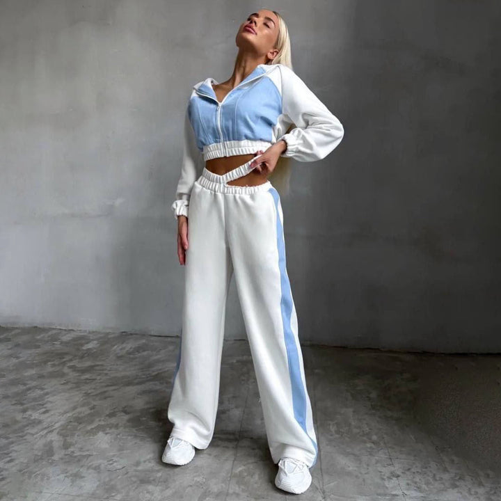 Damen cropped Kapuzenjacke mit innovativem Reißverschluss und elastischem Bund Drune