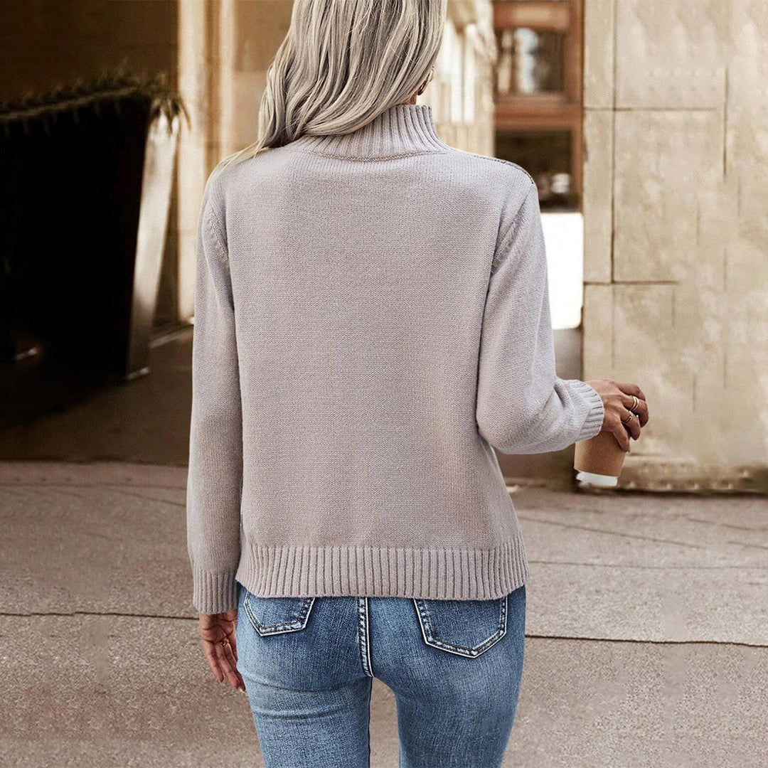 Damen Modischer Rollkragenpullover mit strukturiertem Rautenmuster Drune