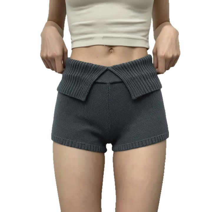 Damen Short mit hohem, komfortablem Bund und strukturiertem Strickdesign Drune
