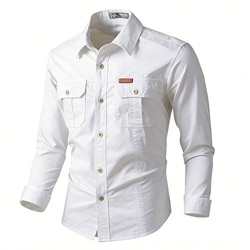 Herren nan leichte Overshirt-Jacke mit Klappbrusttaschen und klassischem Hemdkragen Drune