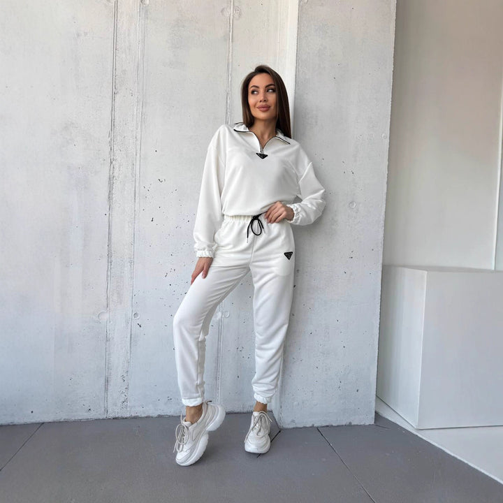 Damen sportliches Freizeit-Set mit hohem Kragen und elastischen Bündchen Drune