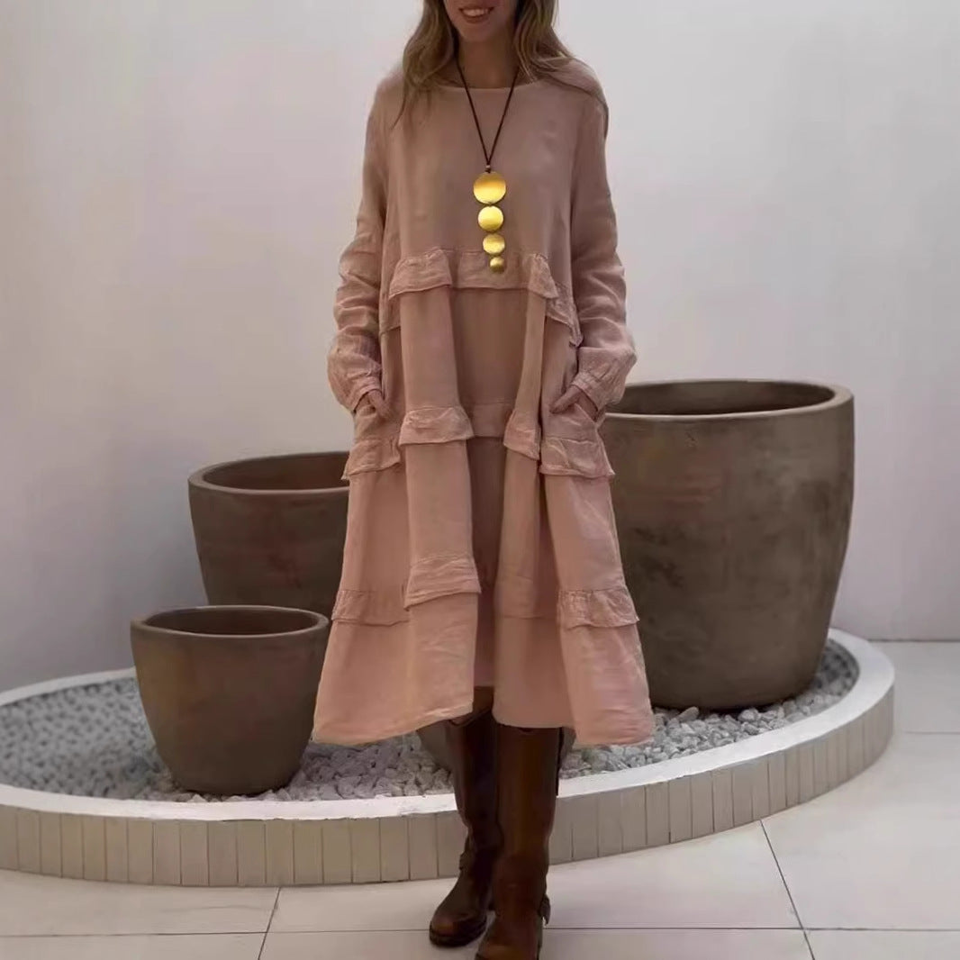 Drune | Rüschengerundhalslangärmeliges Kleid