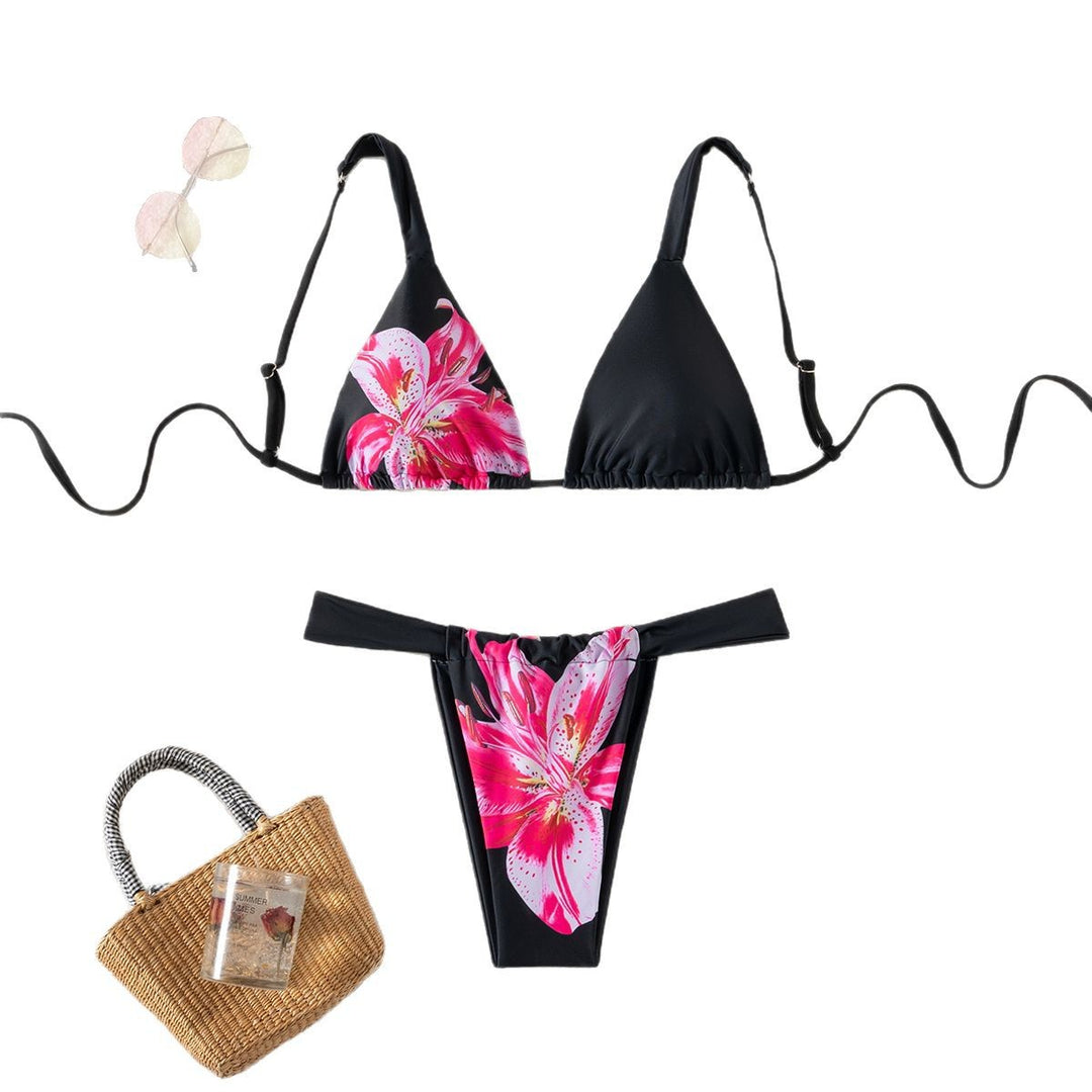 Damen Triangel-Bikini mit floralem Design und verstellbaren Trägern Drune