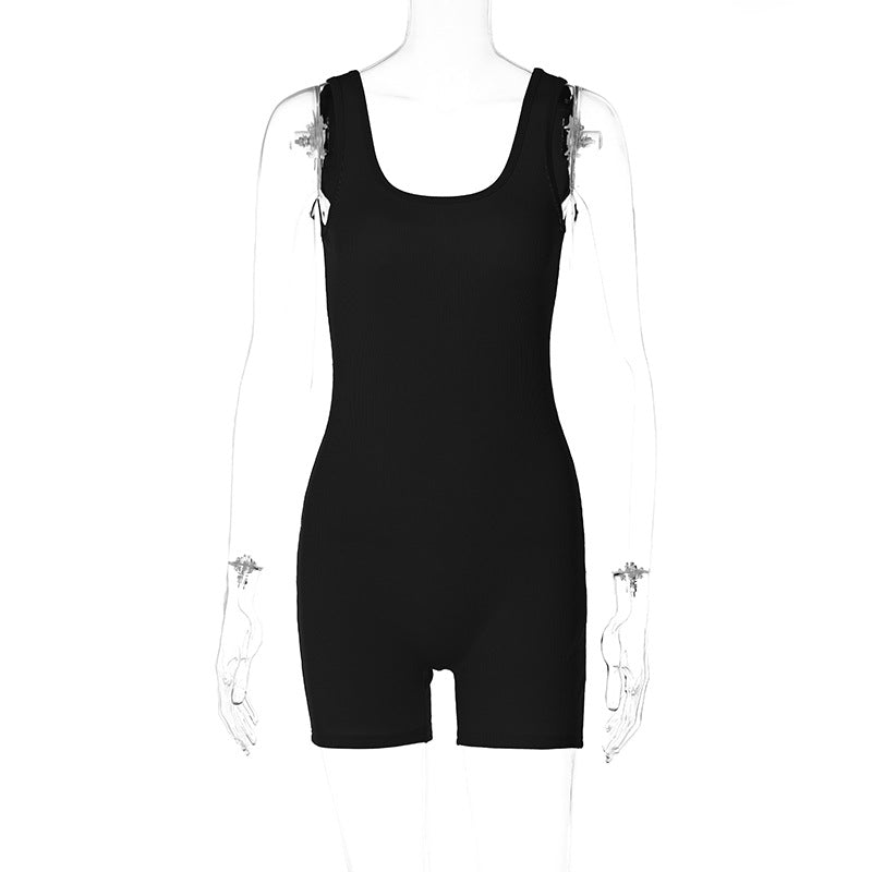 Damen figurbetontes Minikleid-Einteiler mit breiten Trägern und aufregendem Rückenausschnitt Drune